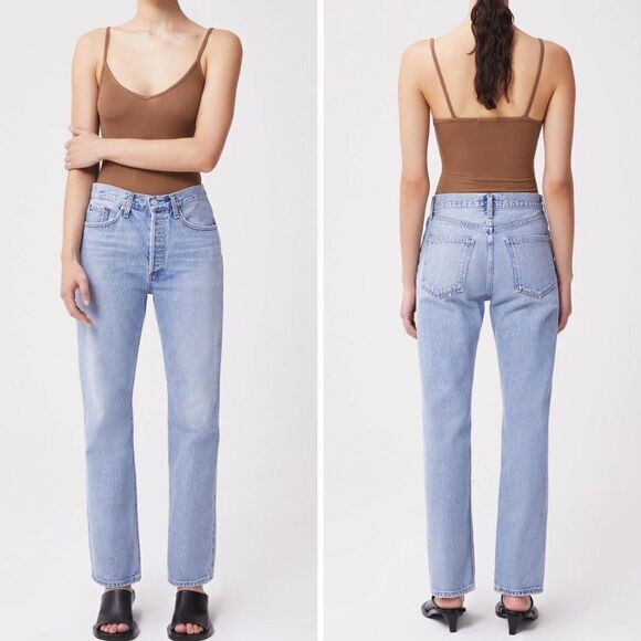 NEW Agolde LANA MID RISE FULL LENGTH STRAIGHT‎ IN FICTION, 32 - Picture 1 of 16